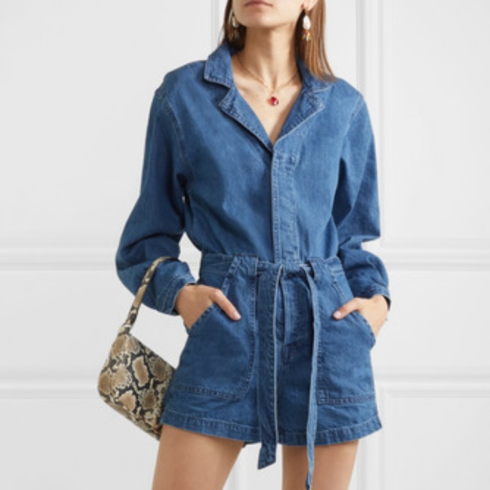 GRLFNRD Tianna belted denim playsuit